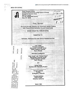 [2f9ee] #F.u.l.l.* *D.o.w.n.l.o.a.d% Nucleation and Growth of Crystals Under Cirrus and Polar Stratospheric Cloud Conditions - National Aeronautics and Space Administration #ePub%