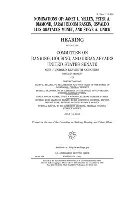 [afb00] %Full# *Download# Nominations of Janet L. Yellen, Peter A. Diamond, Sarah Bloom Raskin, Osvaldo Luis Gratacos Munet, and Steve A. Linick - U.S. Senate ~ePub^